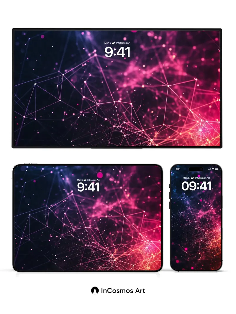 Neon Web Wallpaper with Cosmic Threads