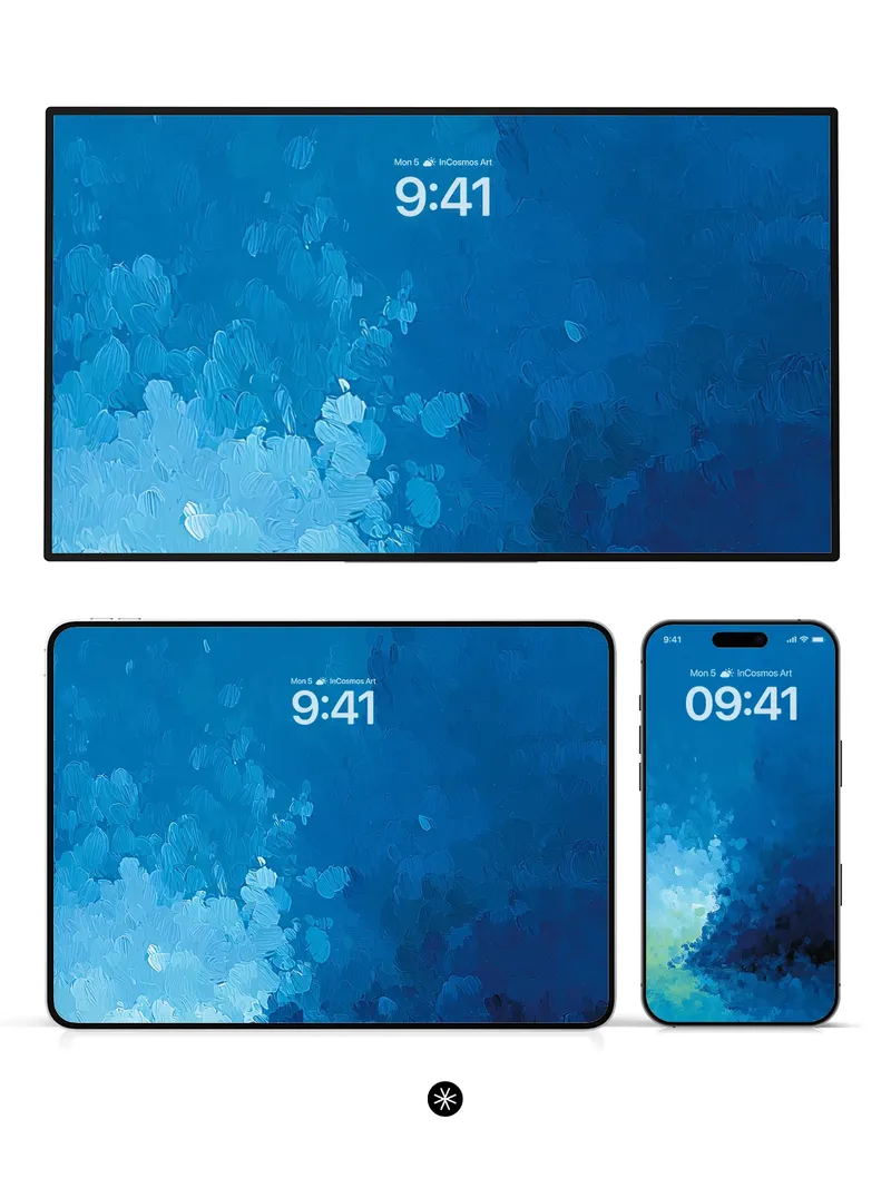 Serene Blue Gradient Flow Wallpaper with Textured Depth