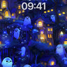 Luminous Ghost Village Wallpaper with Floating Light wallpaper for iPhone, iPad & Mac