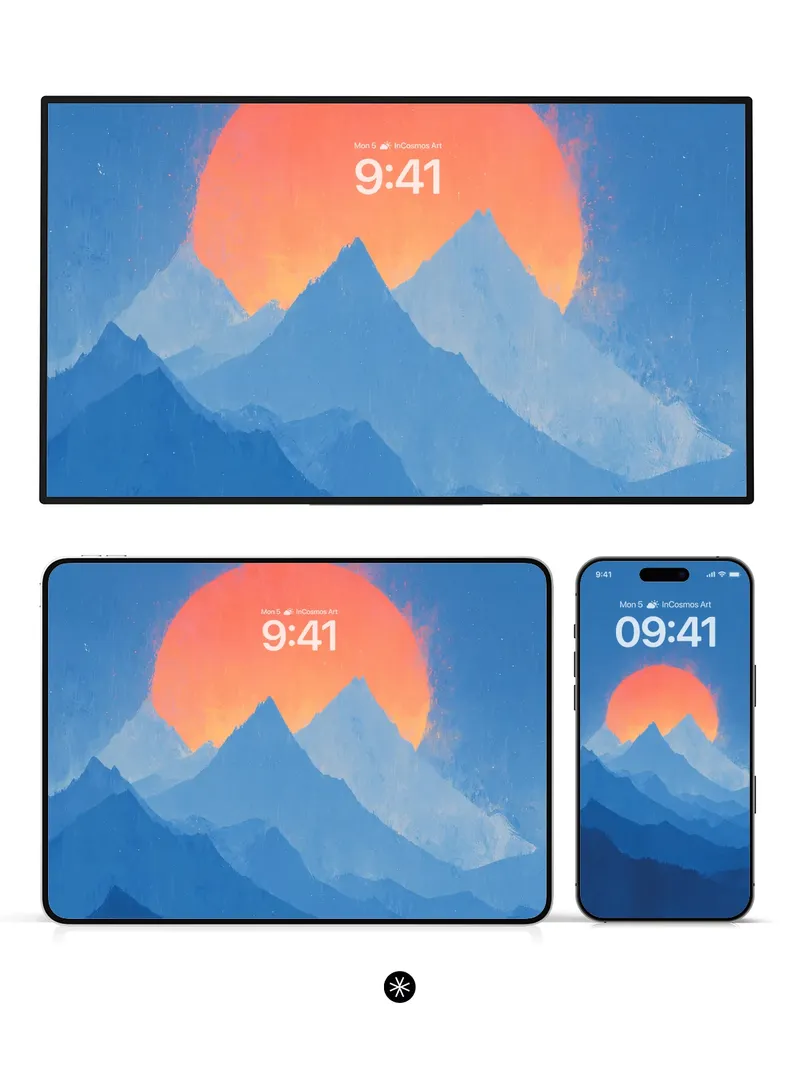 Serene Gradient Peaks Wallpaper with Amber Glow