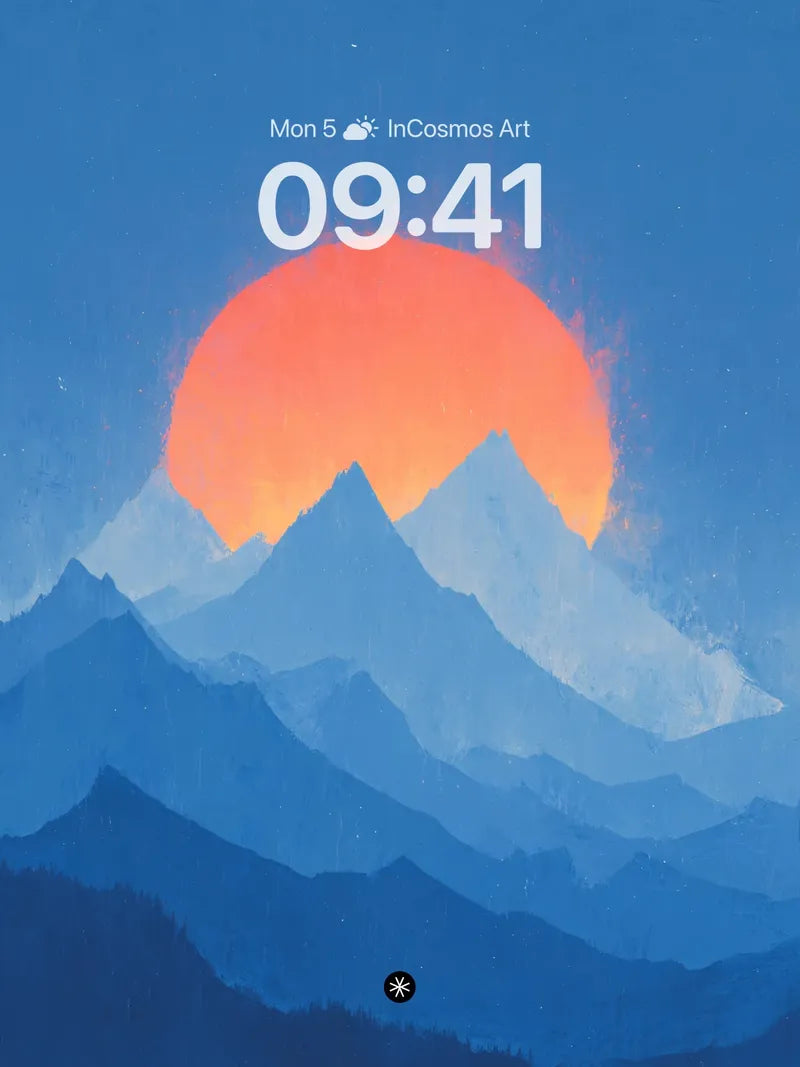 Serene Gradient Peaks Wallpaper with Amber Glow