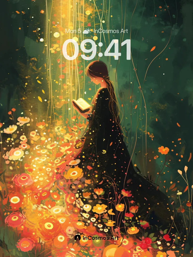 Golden Light Garden Wallpaper with Whispering Flowers