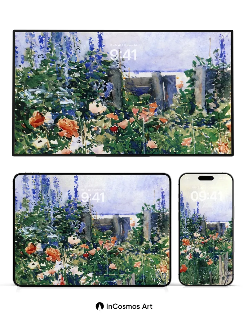 Whispering Garden Wallpaper with Sunlit Poppies