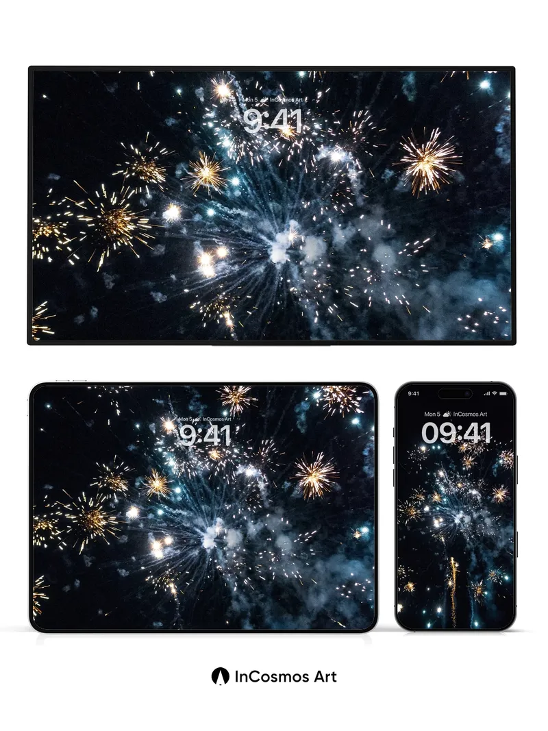 Celestial Sparkle Wallpaper with Starburst Trails