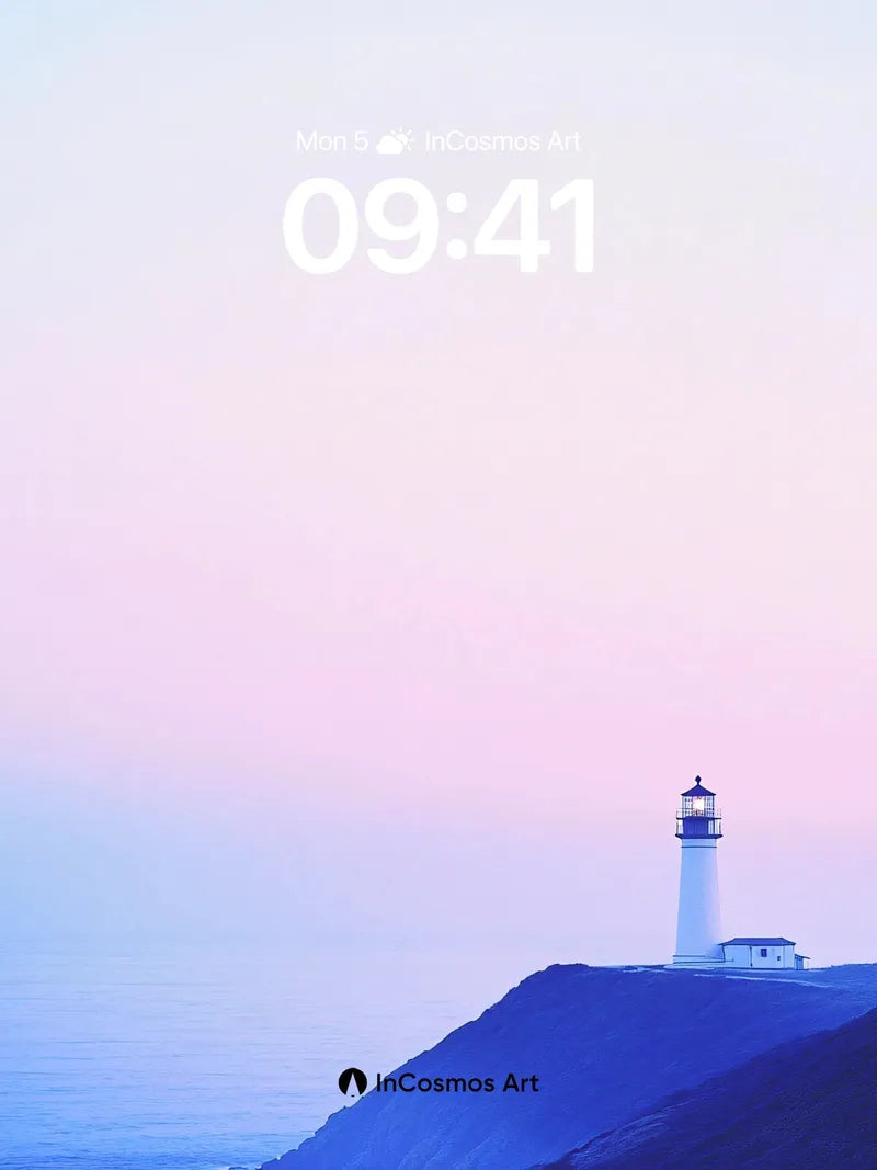 Serene Horizon Wallpaper with Lighthouse Silhouette