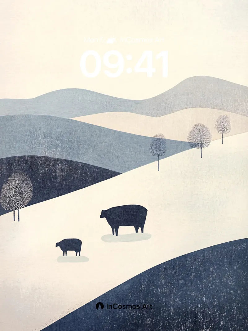 Serenity Ridge Wallpaper with Winter Cows