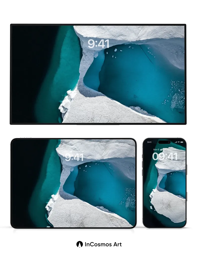 Frost Cathedral Wallpaper with Turquoise Depths