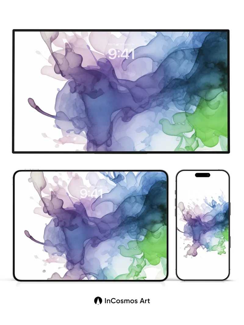 Whispering Ink Wallpaper with Floating Color Veils