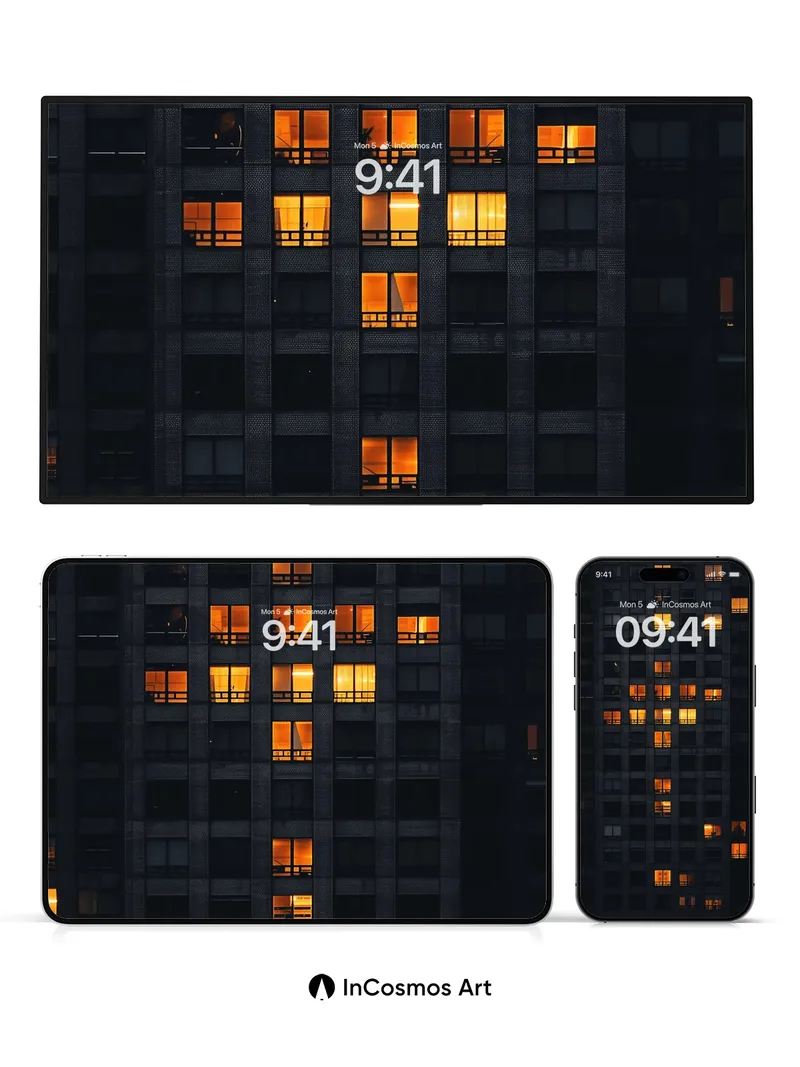 Golden Grid Wallpaper with Night Pulse