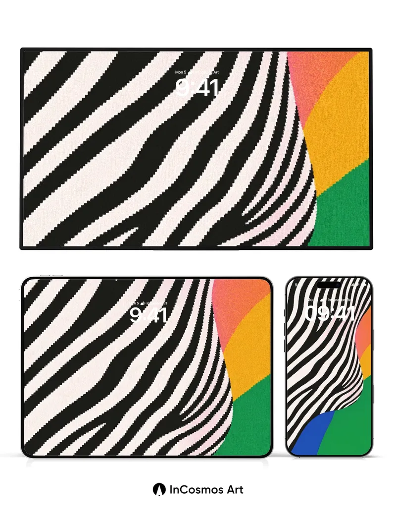 Zebra Pulse Wallpaper with Rainbow Veil