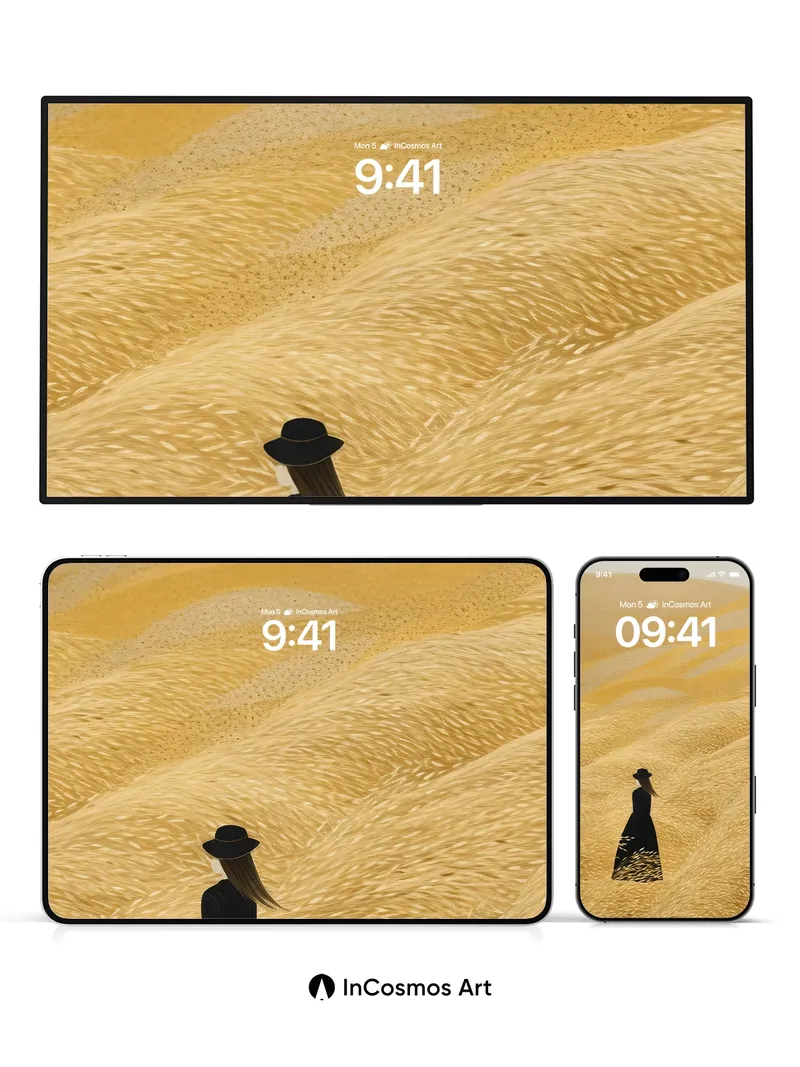 Golden Hush Wallpaper with Silent Wanderer