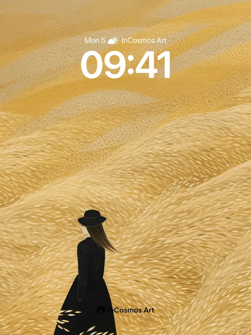 Golden Hush Wallpaper with Silent Wanderer