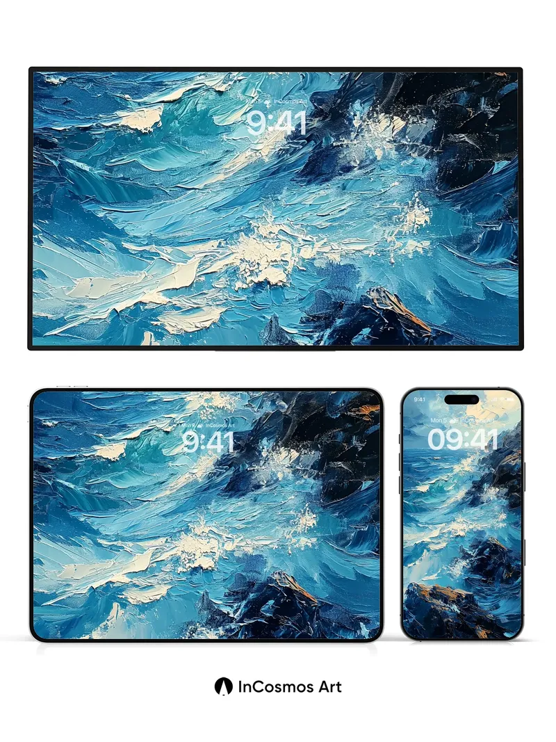 Storm-Whispered Ocean Wallpaper with Textured Waves