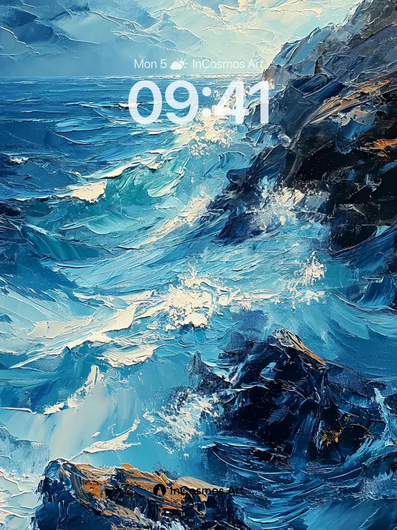 Storm-Whispered Ocean Wallpaper with Textured Waves