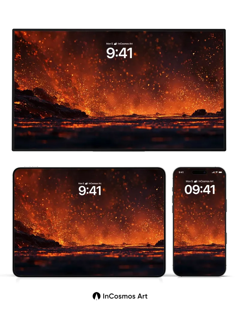 Incandescent Flow Wallpaper with Molten Sparks