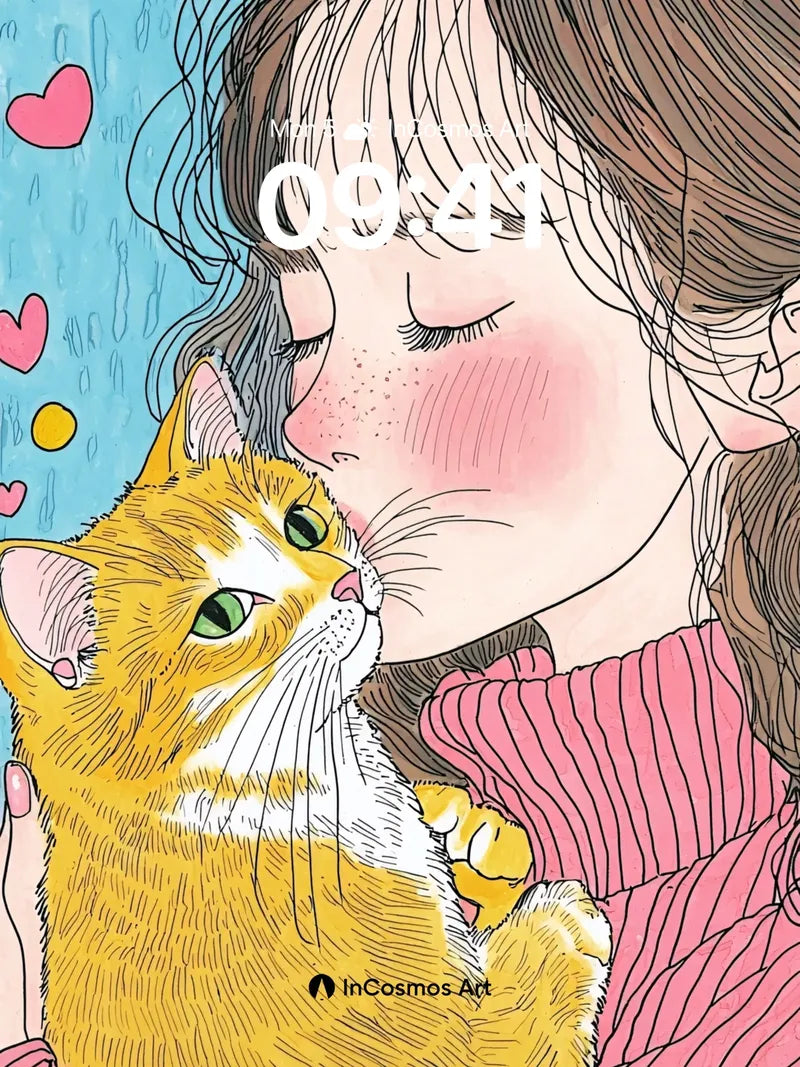 Whispering Warmth Wallpaper with Feline Embrace