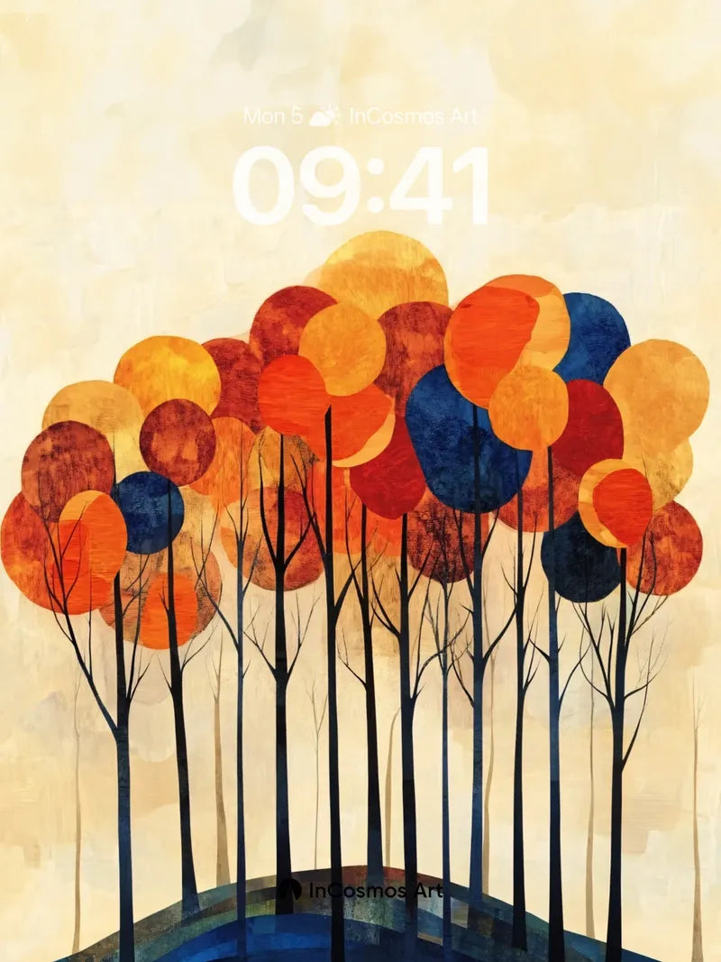 Autumn Whispers Wallpaper with Floating Canopies