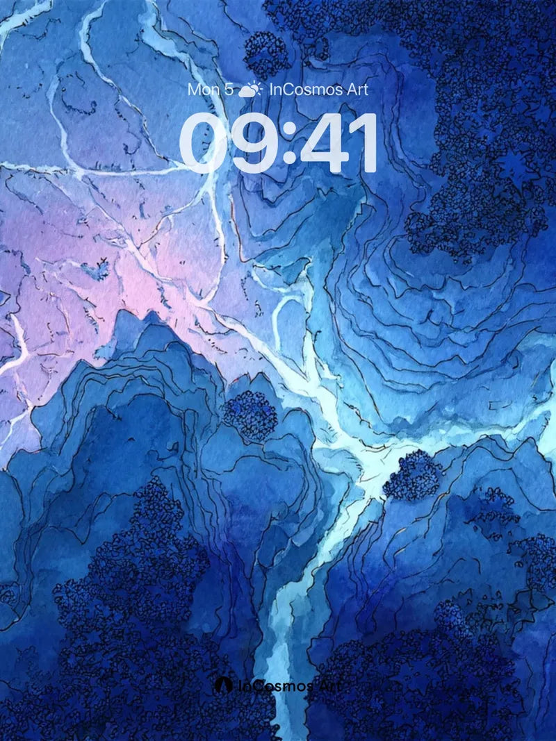 Luminous Vein Wallpaper with Cosmic Fractures