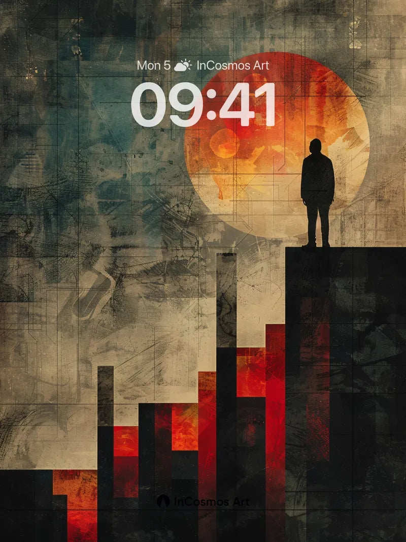 Silhouetted Horizon Wallpaper with Fiery Disc