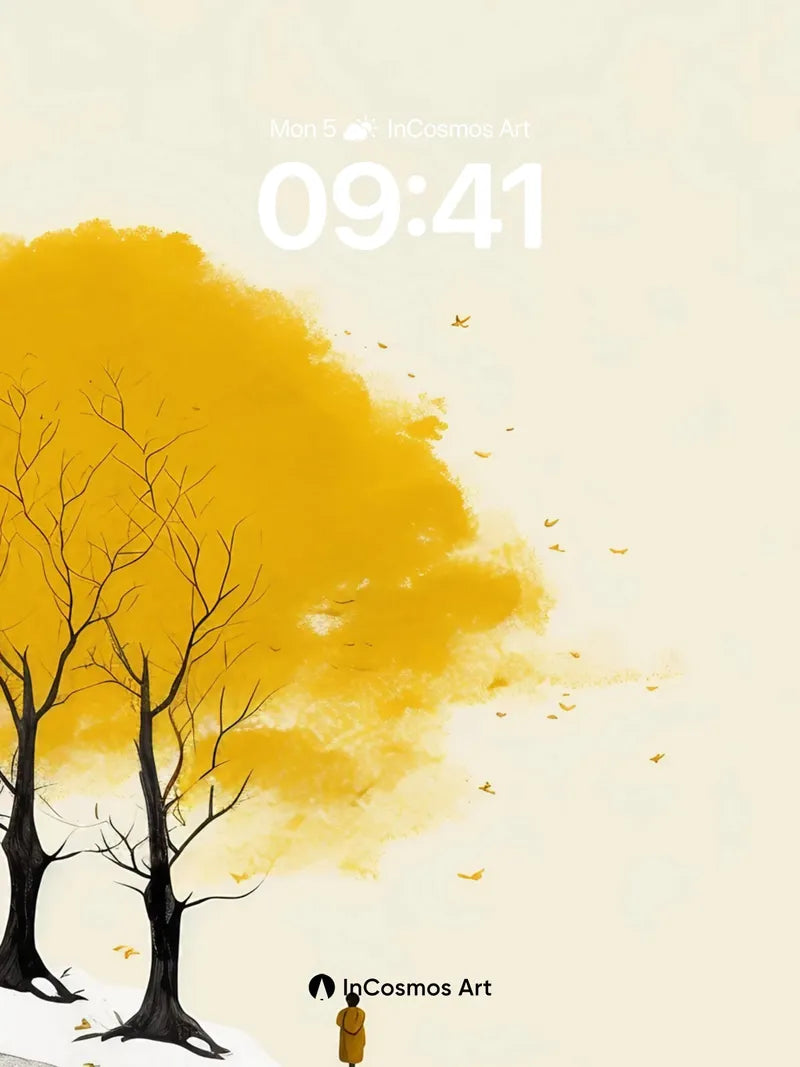 Golden Silence Wallpaper with Solitary Figure