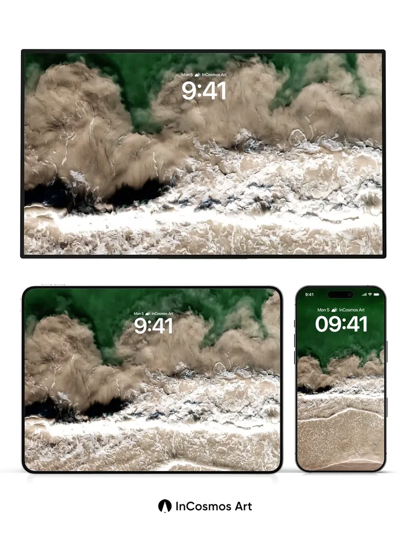 Emerald Tidal Wallpaper with Sandstorm Edge