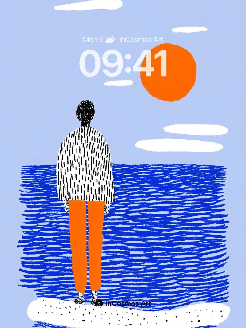 Solitary Horizon Wallpaper with Textured Waves