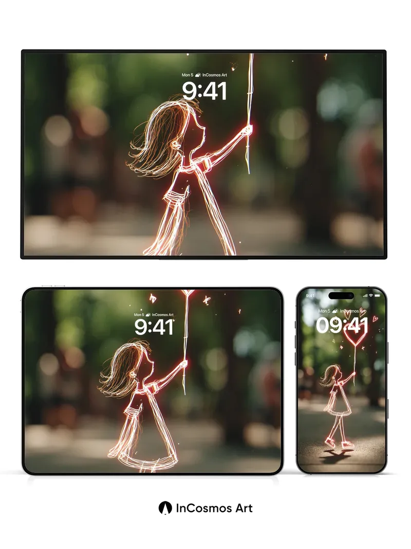 Neon Heartlight Wallpaper with Floating Embers