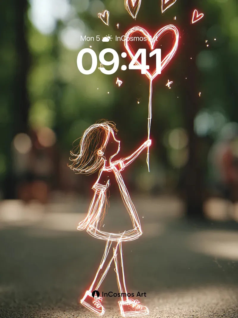 Neon Heartlight Wallpaper with Floating Embers