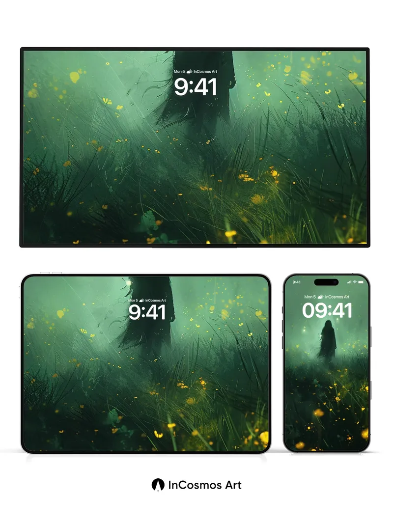 Whispering Mist Wallpaper with Floating Light