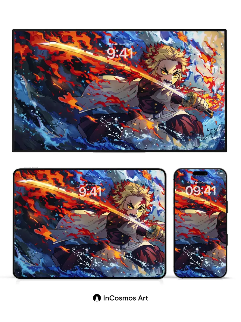 Blazing Resolve Wallpaper with Flame-etched Steel