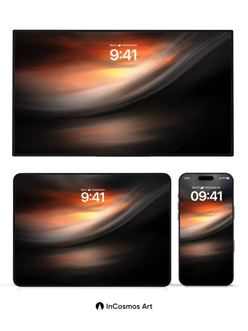 Ethereal Horizon Wallpaper with Swirling Light Veil