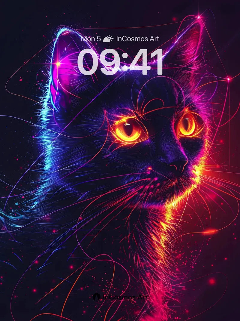 Neon Eclipse Wallpaper with Cosmic Fur