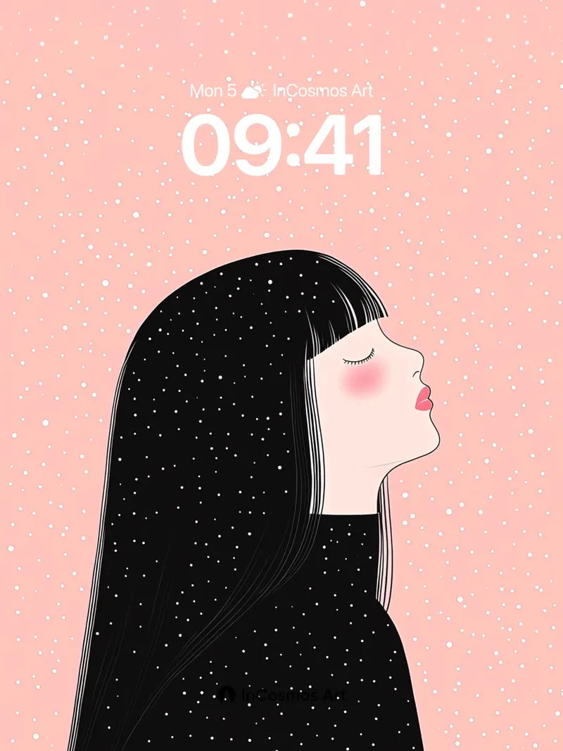 Whispering Starlight Wallpaper with Polka-Dot Veil