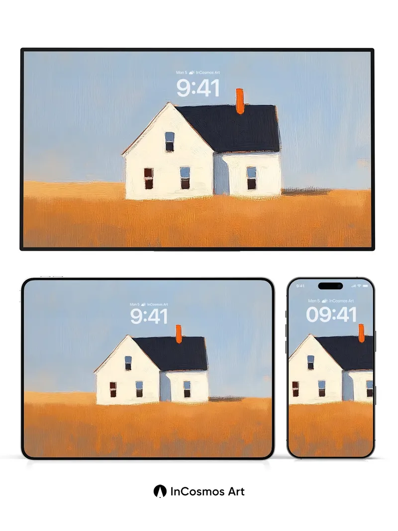 Serene Prairie Wallpaper with Silent House