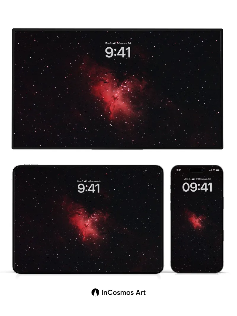 Cosmic Ember Wallpaper with Starlit Veil