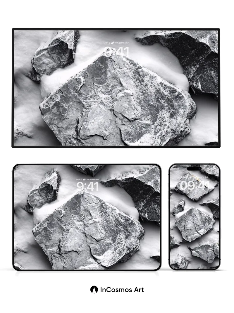 Frost-Cracked Stone Wallpaper with Whispering Light