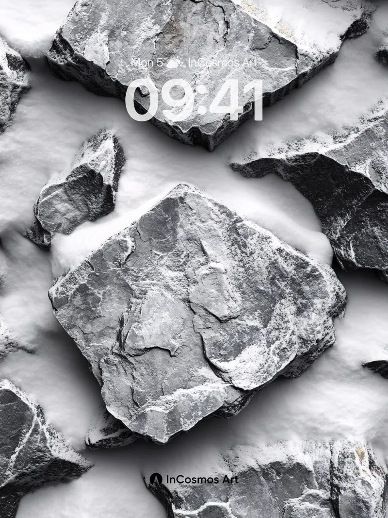 Frost-Cracked Stone Wallpaper with Whispering Light