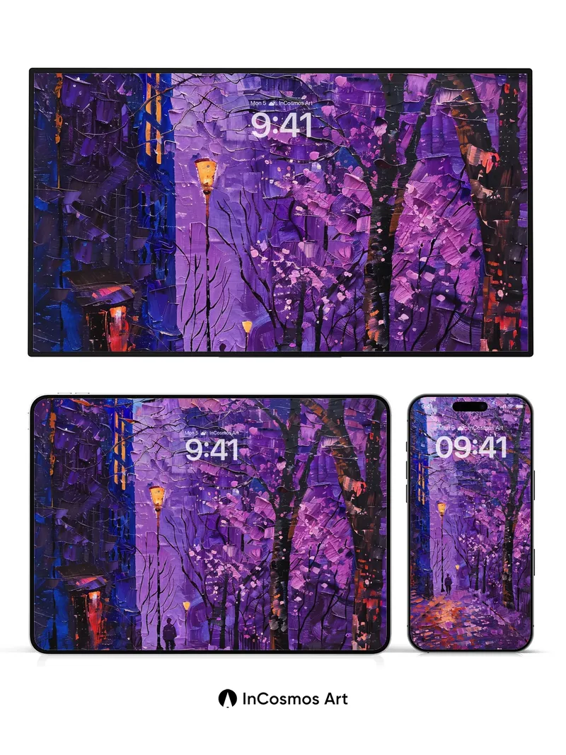 Lavender Hush Wallpaper with Midnight Lanterns