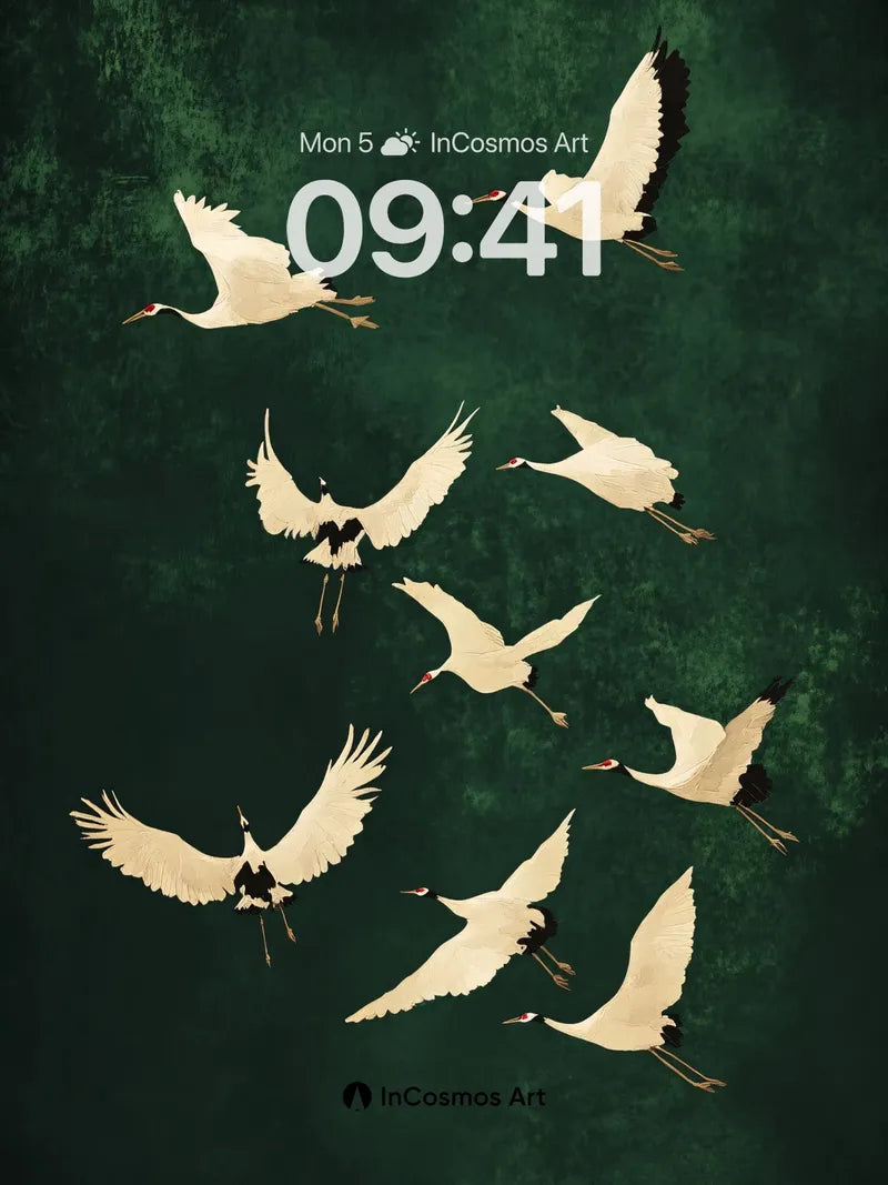 Serene Flight Wallpaper with Emerald Depth