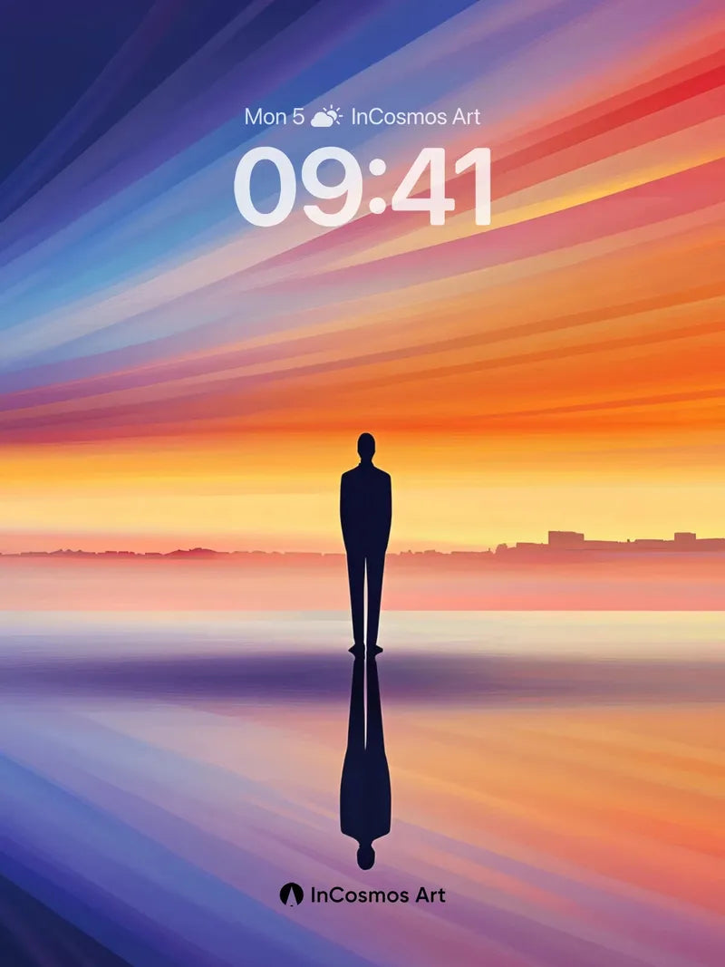 Serenity Silhouette Wallpaper with Reflective Horizon