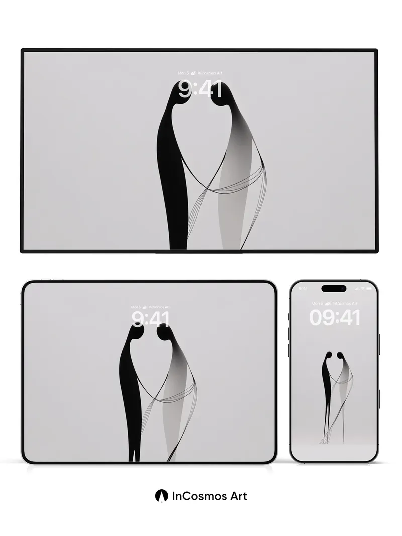 Silhouetted Embrace Wallpaper with Whispering Lines