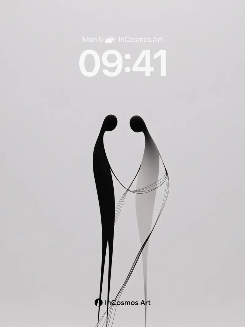 Silhouetted Embrace Wallpaper with Whispering Lines