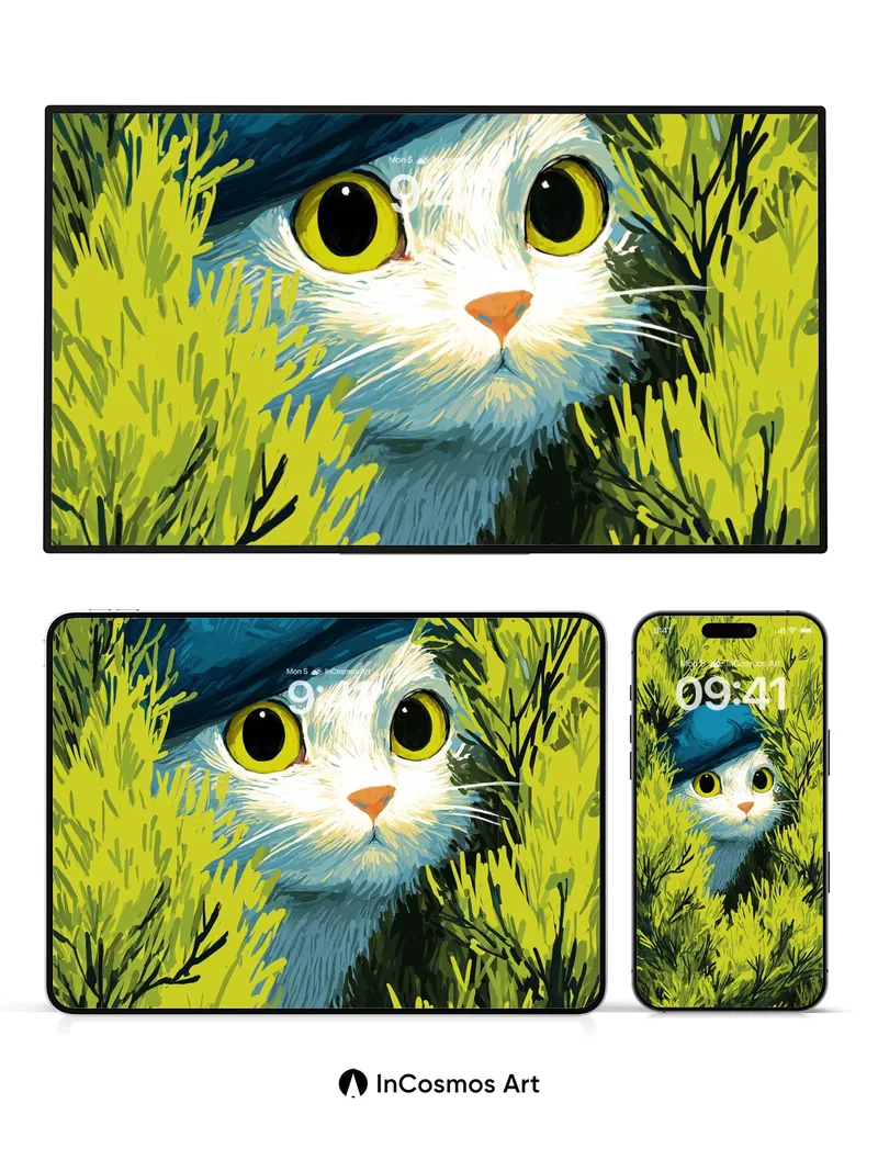 Whimsical Peek Wallpaper with Feline Eyes
