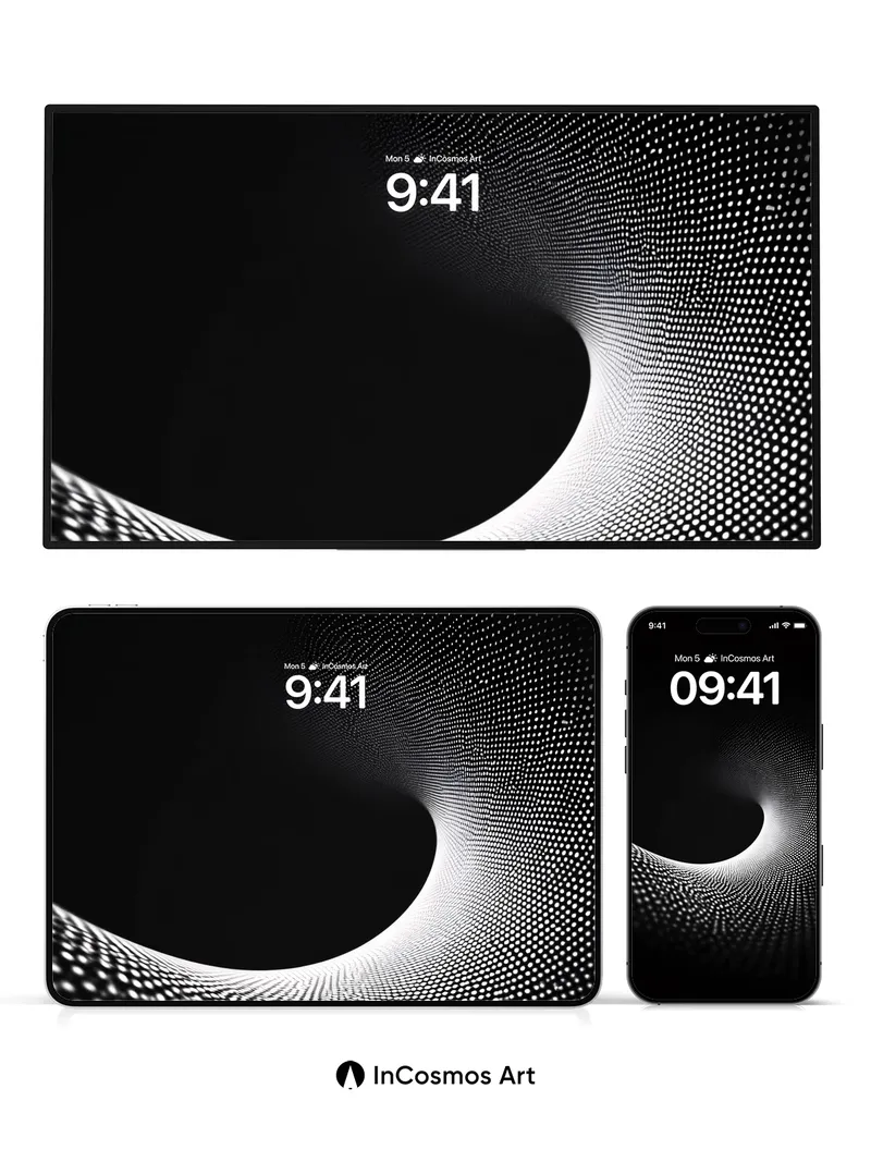 Luminous Void Wallpaper with Dot Matrix Flow