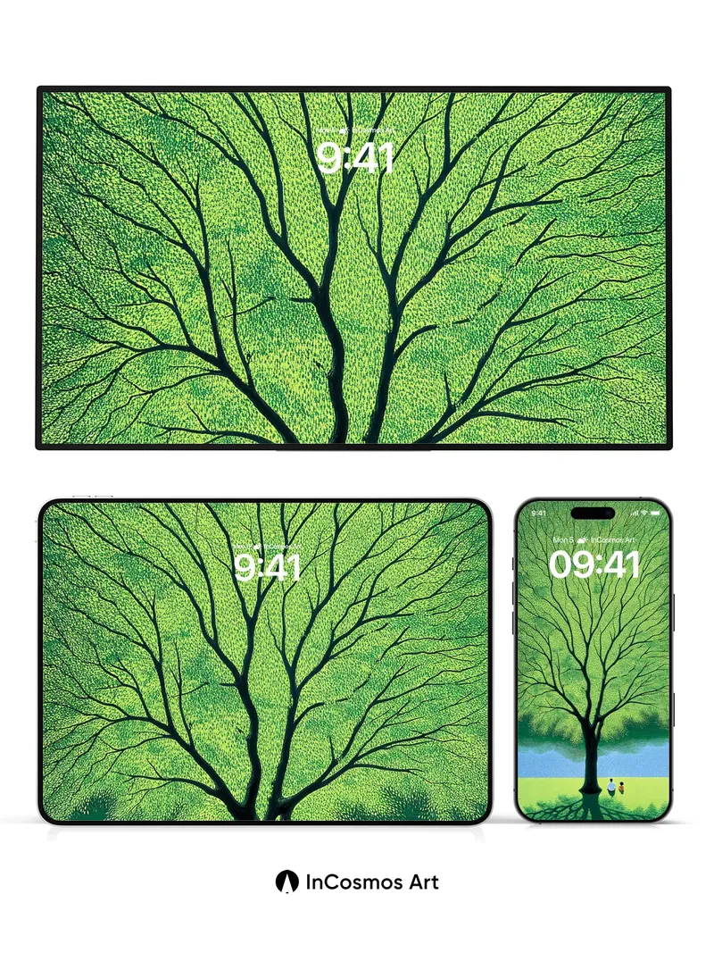 Serenity Tree Wallpaper with Shadowed Roots