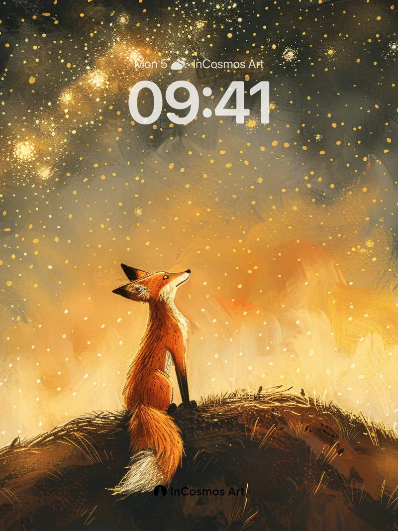 Whispering Starlight Wallpaper with Fox Silhouette