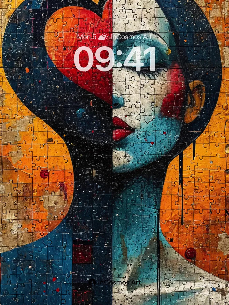 Surreal Heart Wallpaper with Puzzle Texture wallpaper for iPhone, iPad & Mac