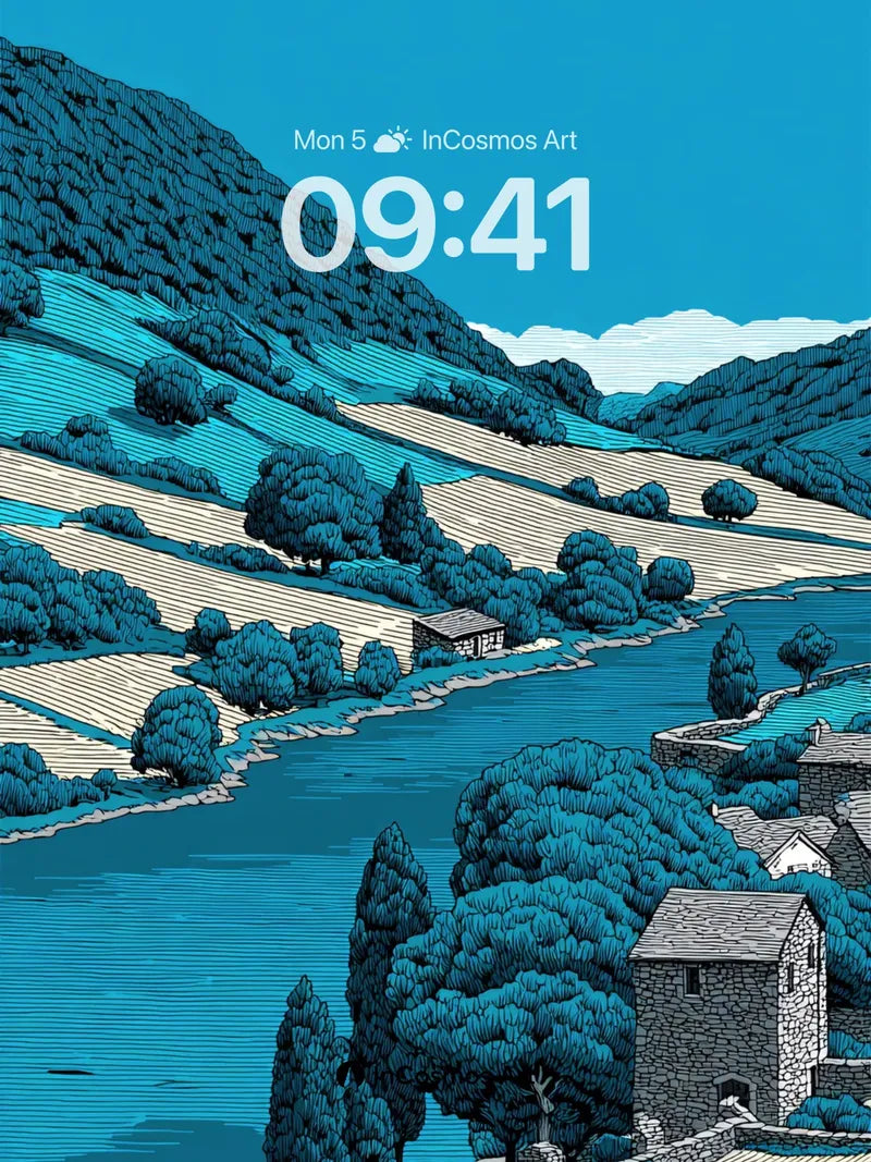 Serenity in Blue Lines Wallpaper with Stone Whispers