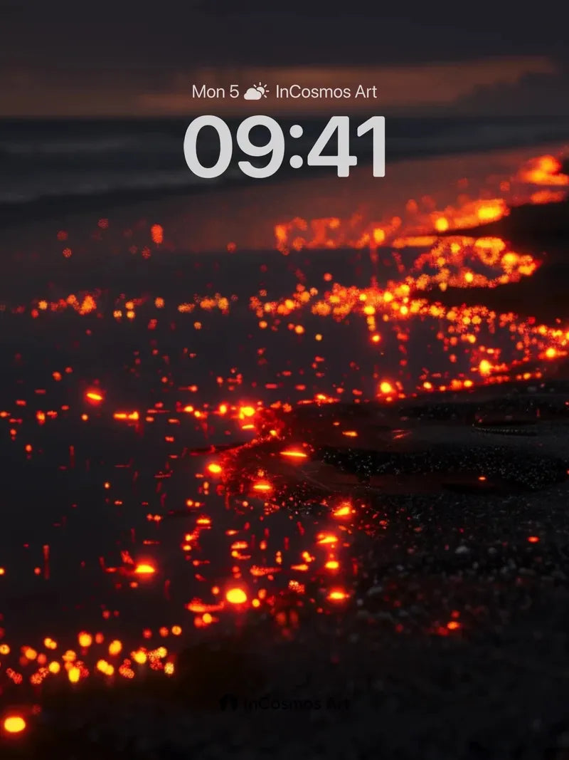 Ember Trail Wallpaper with Coastal Firelight