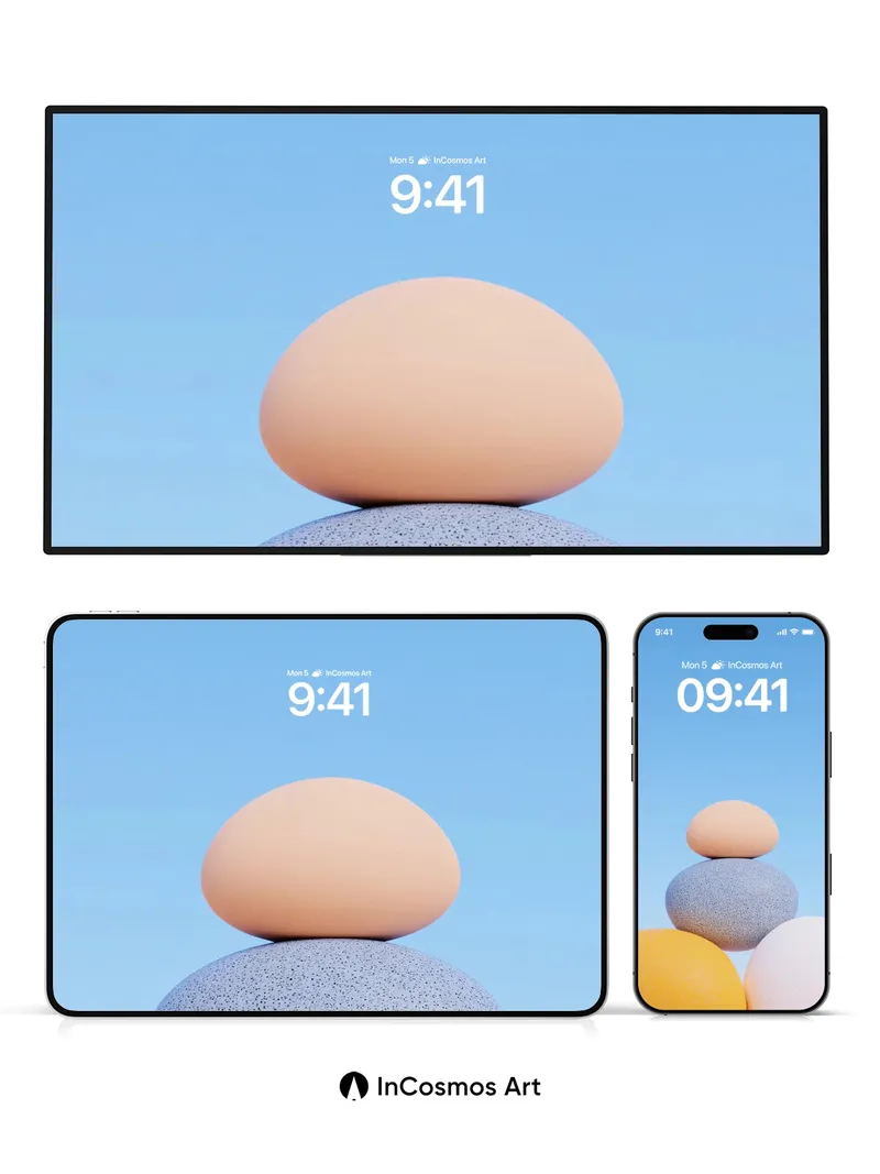 Serene Stone Stack Wallpaper with Soft Gradient Sky